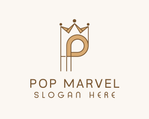 Brown Royal Crown Letter P logo design