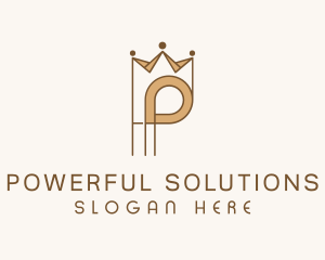 Brown Royal Crown Letter P logo design