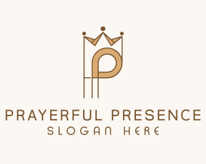 Brown Royal Crown Letter P logo design