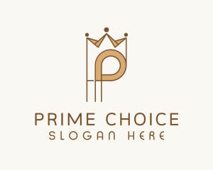 Brown Royal Crown Letter P logo design