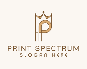 Brown Royal Crown Letter P logo design