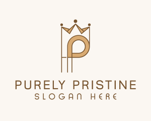 Brown Royal Crown Letter P logo design