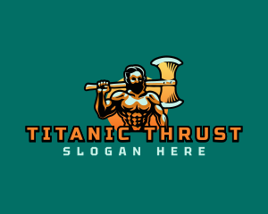 Strong Titan Warrior Axe logo design