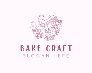 Floral Baking Mixer logo design