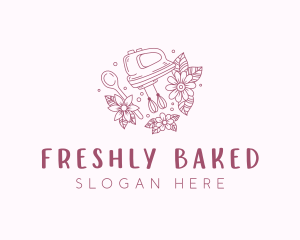 Floral Baking Mixer logo design