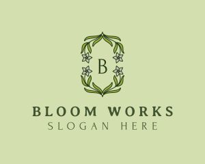 Ornamental Floral Wreath logo design