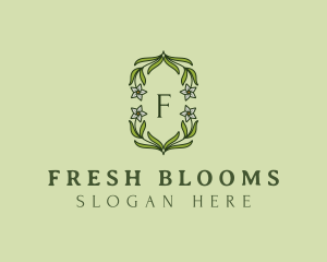 Ornamental Floral Wreath logo design