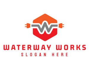 Orange W Wire Plug logo design