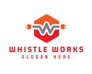 Orange W Wire Plug logo design