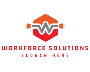 Orange W Wire Plug logo design