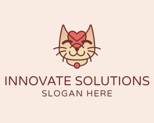Cute Heart Kitten Logo
