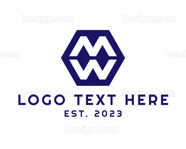 Minimalist Hexagon Letter MW Logo