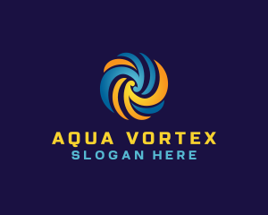 Wave Vortex HVAC Heating Cooling logo design