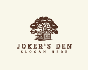 Cabin House Oak Tree logo design