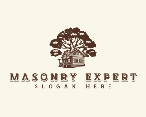 Cabin House Oak Tree logo design