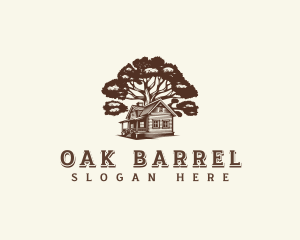 Cabin House Oak Tree logo design