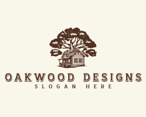 Cabin House Oak Tree logo design