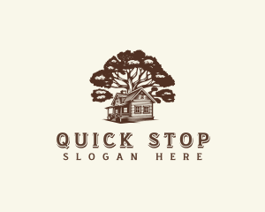 Cabin House Tree logo design