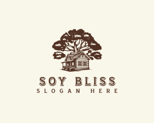 Cabin House Tree logo design