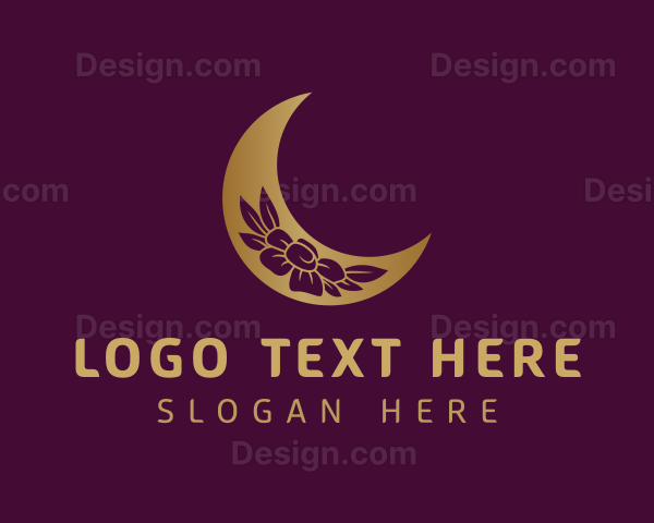 Golden Floral Moon Logo