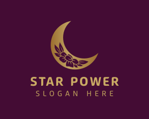 Golden Floral Moon Logo