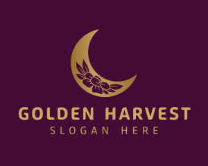 Golden Floral Moon logo design