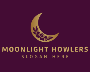 Golden Floral Moon logo design