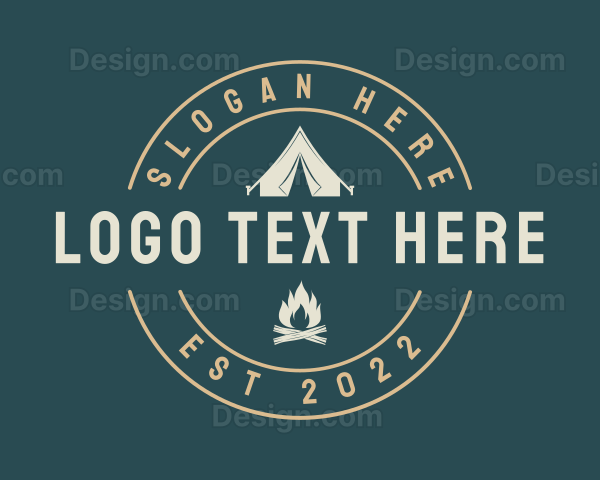 Camping Tent Bonfire Logo