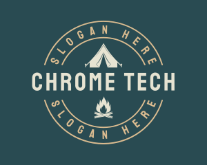 Camping Tent Bonfire Logo