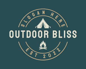 Camping Tent Bonfire logo design