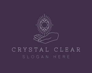 Gemstone Crystal Hand  logo design