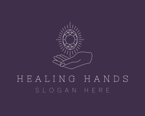 Gemstone Crystal Hand  logo design