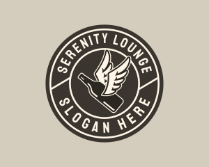 Liquor Bottle Wings logo design