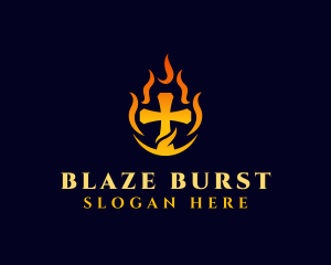 Blazing Christian Cross logo design