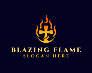 Blazing Christian Cross logo design