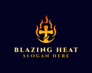 Blazing Christian Cross logo design