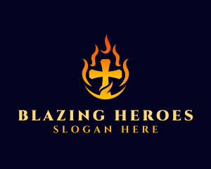 Blazing Christian Cross logo design