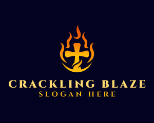 Blazing Christian Cross logo design