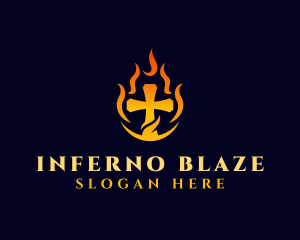 Blazing Christian Cross logo design