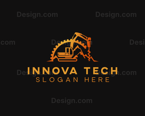 Heavy Equipment Drill Machinery Logo