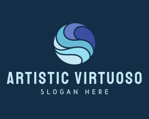 Abstract Wave Circle logo design