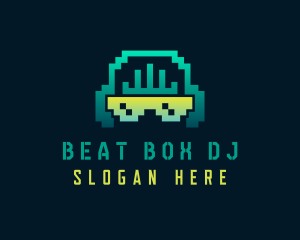 DJ Music Pixel logo design