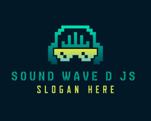 DJ Music Pixel logo design