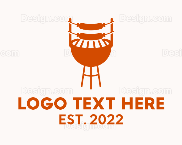 Orange Sausage Barbecue Logo