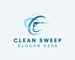 Water Pressure Washer Cleaning logo design