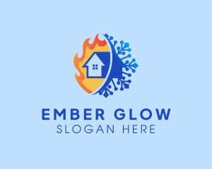 Fire Ice House Heating logo design