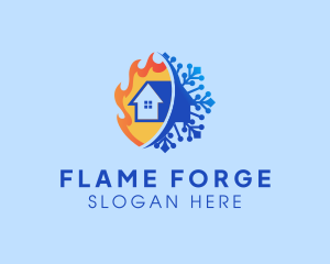 Fire Ice House Heating logo design