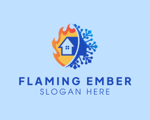 Fire Ice House Heating logo design