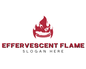 Flame Fish Barbecue Grill logo design