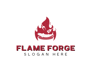 Flame Fish Barbecue Grill logo design